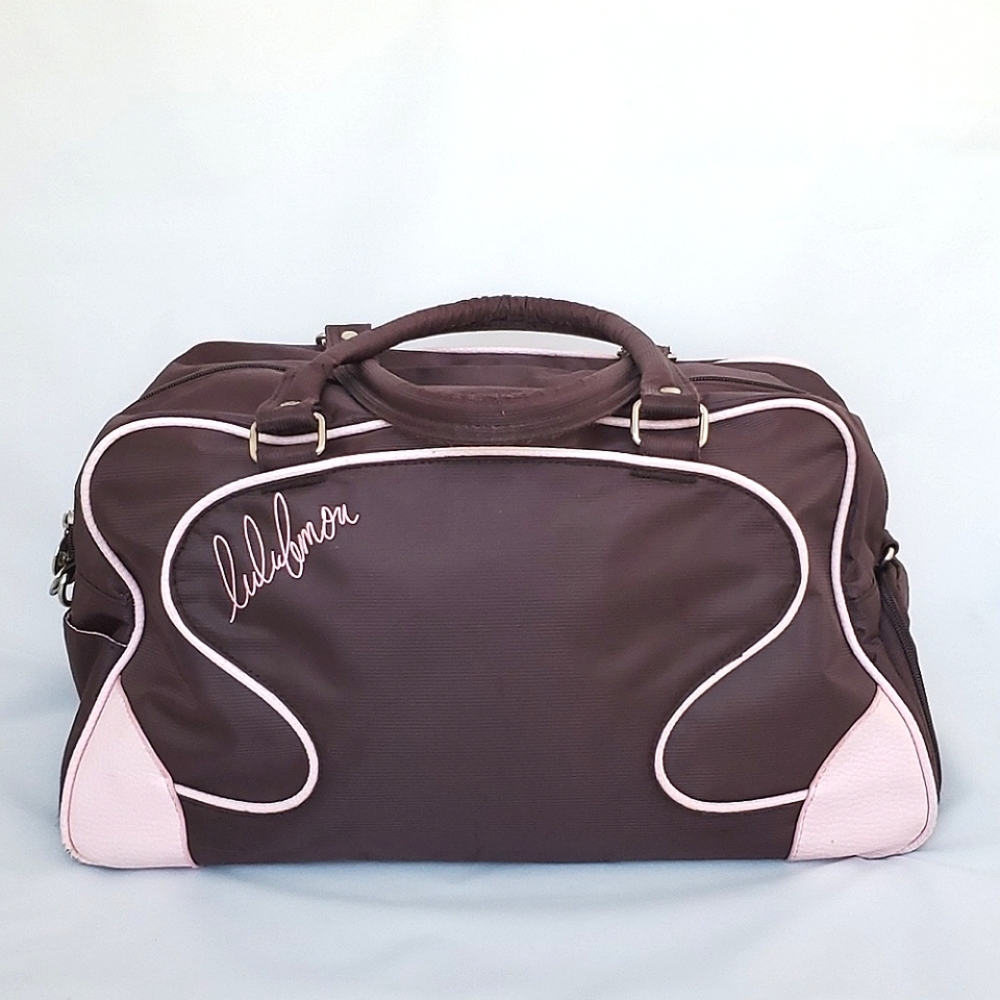 Vintage Lululemon Athletica Brown and Light Pink Weekend Duffle Bag